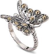 SAMUEL B. Sterling Silver & 18K Yellow Gold Butterfly Ring