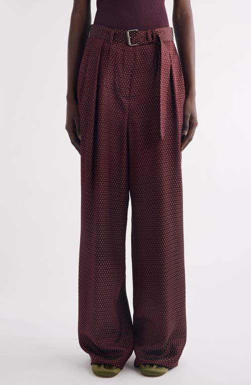 Dries Van Noten Belted High-rise Wide-leg Pants In Burgundy