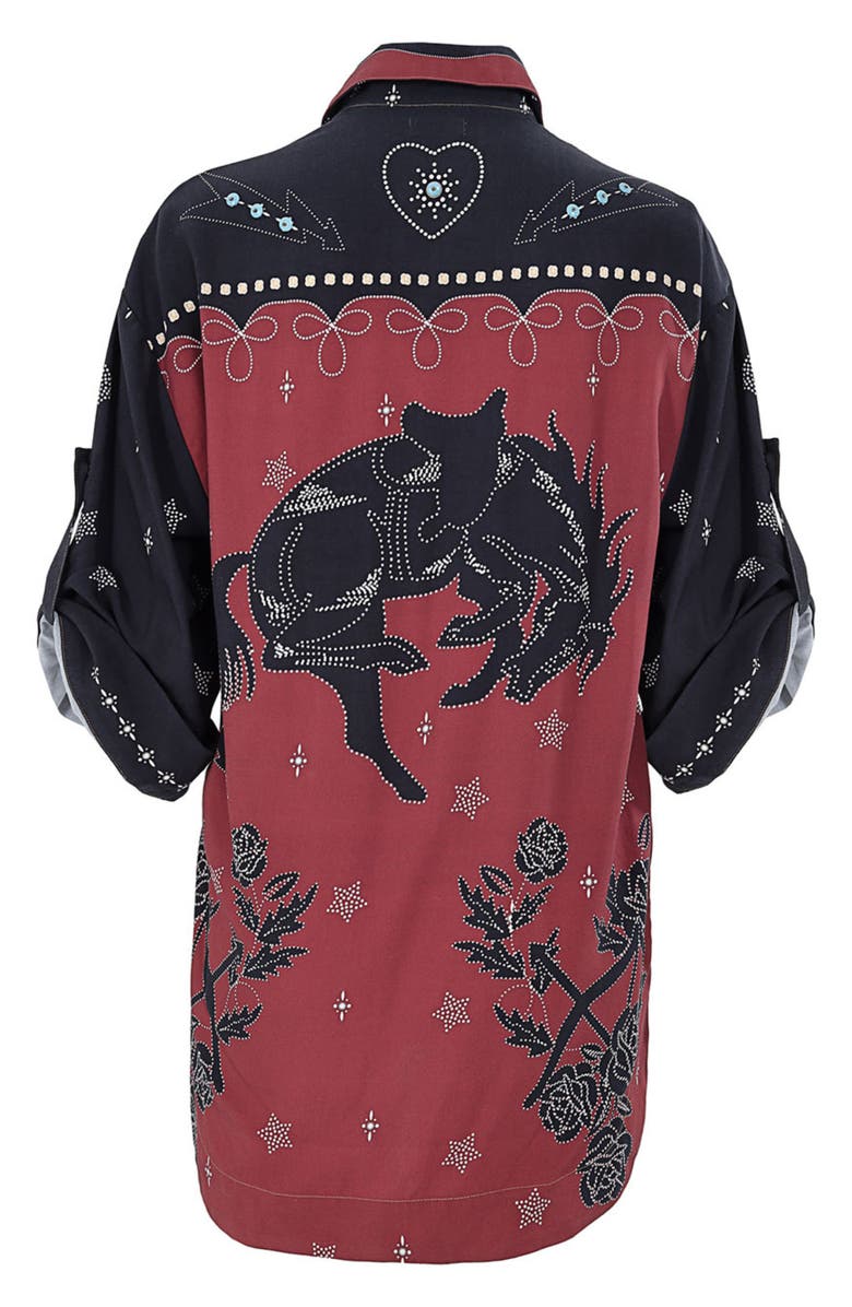 Agua Bendita Chrissy Bowly Cover-Up Shirt, Alternate, color, Black