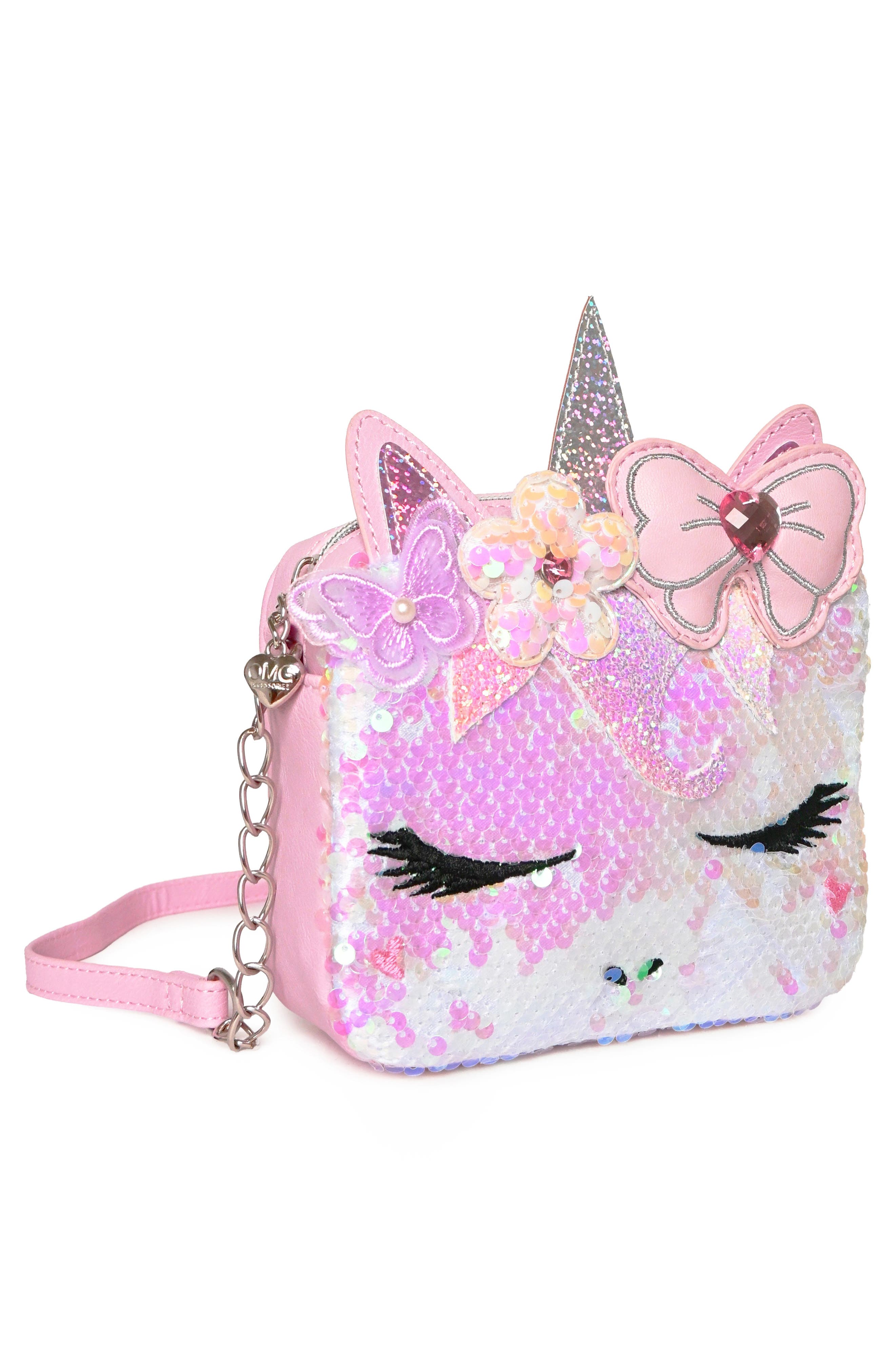 Kids' Gwen Sequin Unicorn Crossbody Bag, Alternate, color, LOLLIPOP