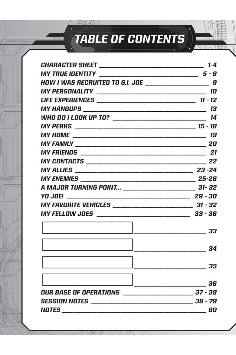 G.I.I JOE Roleplaying Game Expanded Character Sheet Journal, Alternate, color, Blue