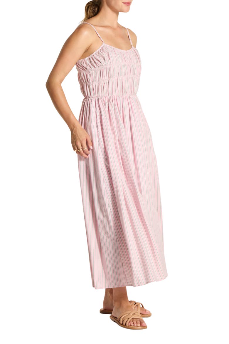 Sleeveless Smocked Midi Dress, Alternate, color, PINK/ WHITE STRIPE