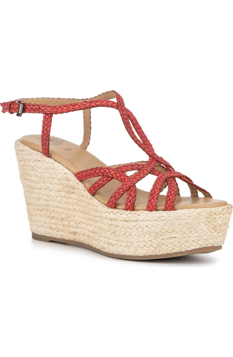 VINTAGE FOUNDRY Eloise Leather Espadrille Platform Wedge Sandal, Main, color, Red