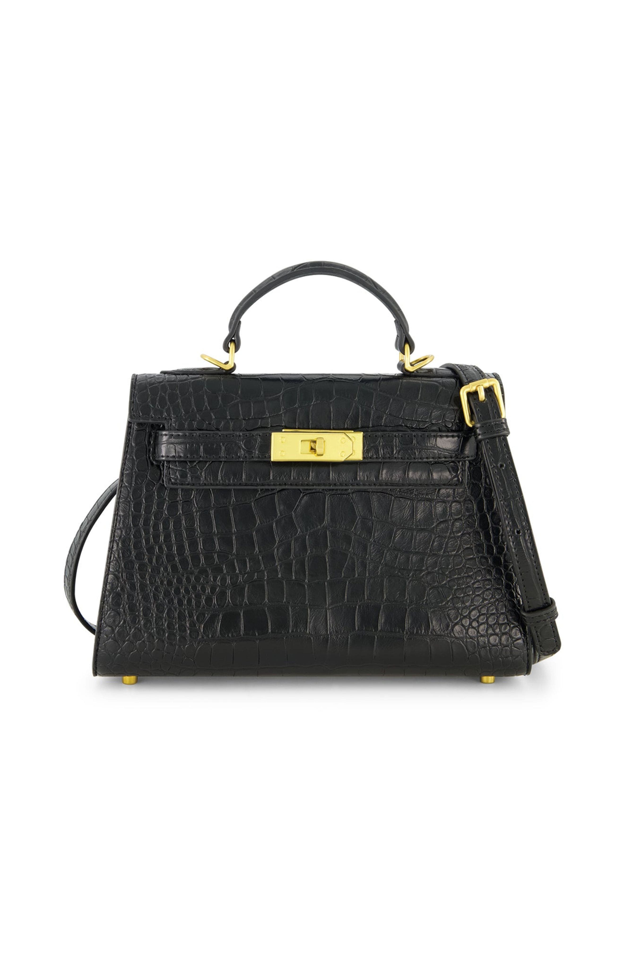 The Noli Shop Kayla Croco Handbag, Main, color, Black