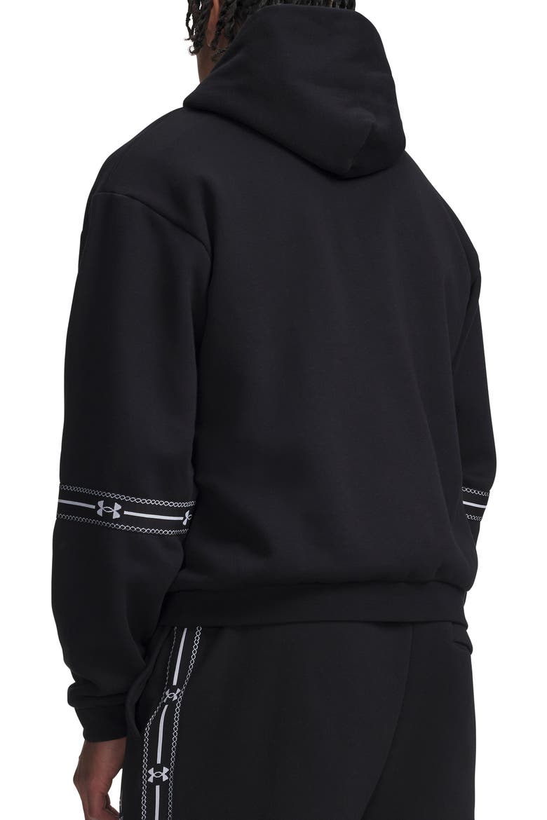 Icon Fleece Taped Hoodie, Alternate, color, ULTIMATE BLACK/ WHITE