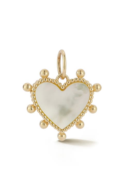 14K Gold Mother-of-Pearl Heart Charm Pendant