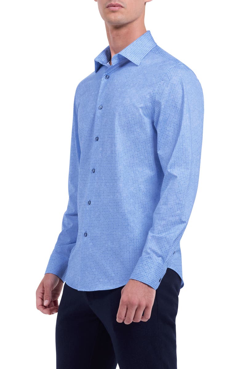 Bugatchi James OoohCotton<sup>®</sup> Geo Print Button-Up Shirt, Alternate, color, Sky