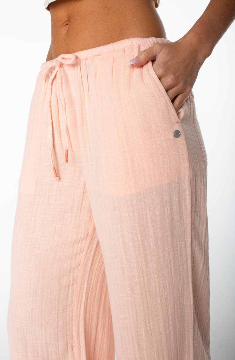 Roxy Iyla Cotton Crinkle Gauze Wide Leg Pants, Alternate, color, Tropical Peach