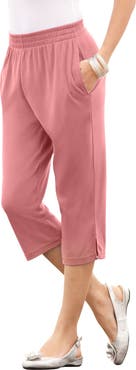Roaman's Plus Size Soft Knit Relaxed Pull On Capri Pant