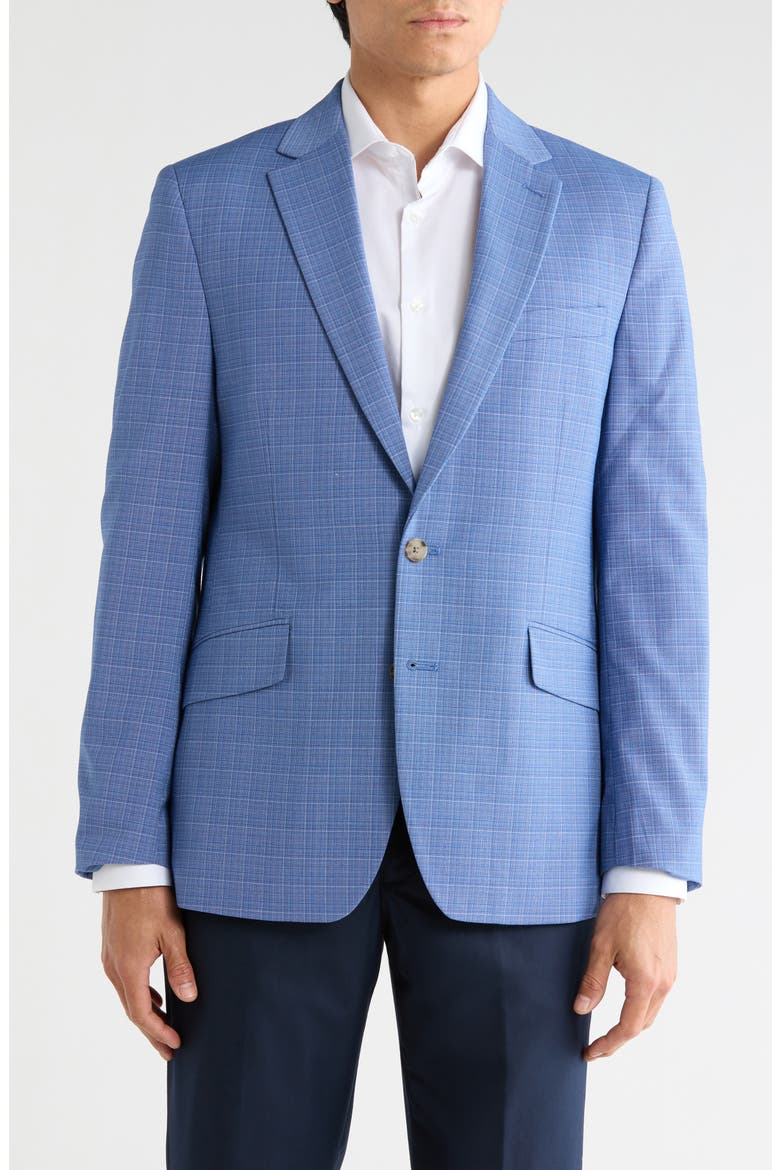 Plaid Two-Button Sport Coat, Main, color, LIGHT BLUE