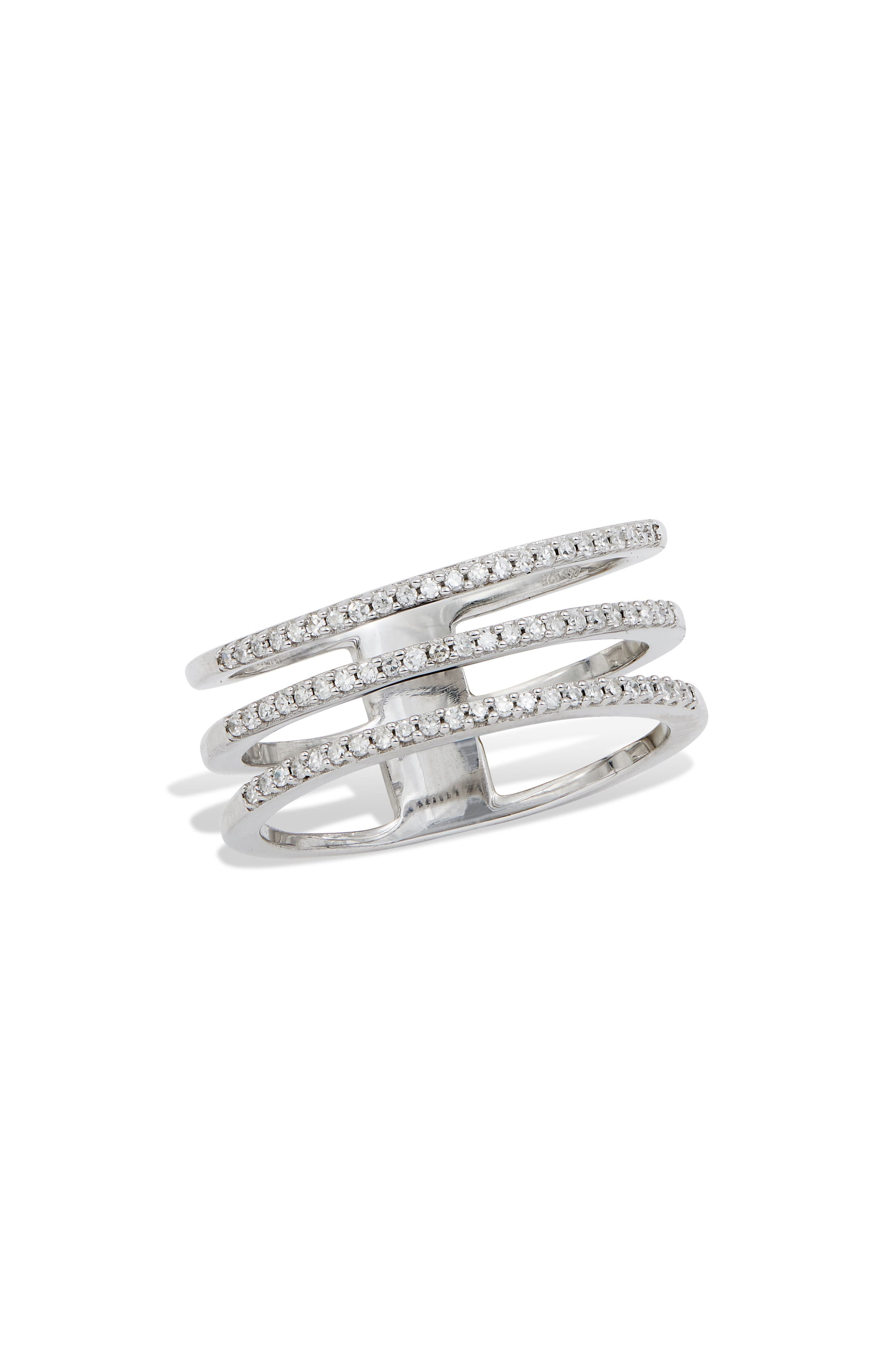 SAVVY CIE JEWELS Triple Row Diamond Statement Ring