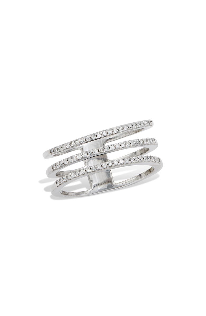 SAVVY CIE JEWELS Triple Row Diamond Statement Ring, Main, color, Silver