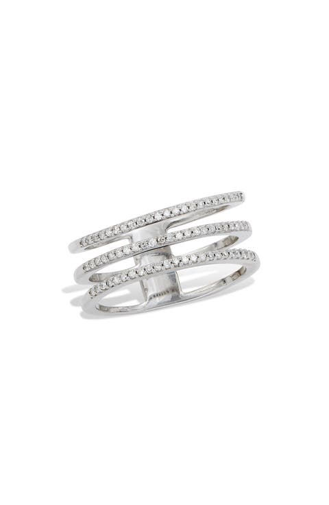 Triple Row Diamond Statement Ring