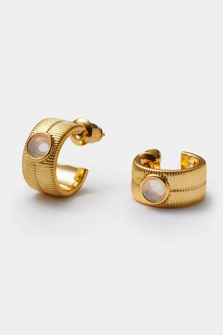 'June' Waterproof Gold Birthstone Hoop Earrings, Alternate, color, June