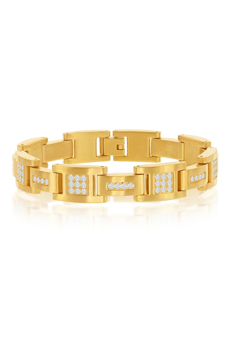 Matte CZ Link Bracelet, Main, color, GOLD