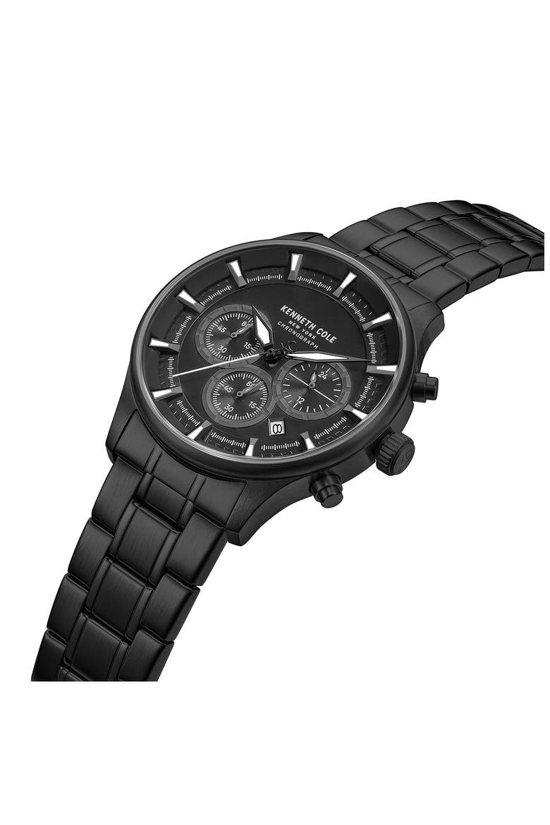 The Thompson Black Chronograph Bracelet Watch, 43.5mm, Alternate, color, BLACK