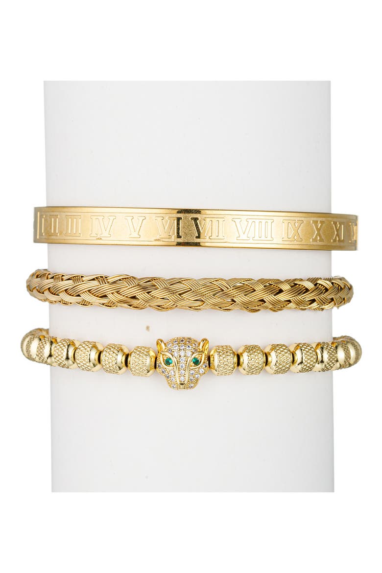 Leopard Set of 3 Assorted Bracelets, Main, color, GOLD