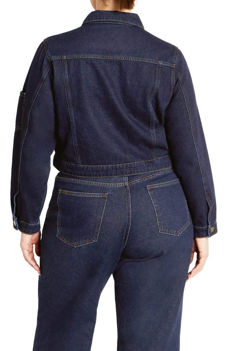 City Chic Jojo Denim Jacket, Alternate, color, Dark Denim