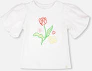 Deux par Deux Organic Cotton Jersey Embroidery Short Sleeve Top