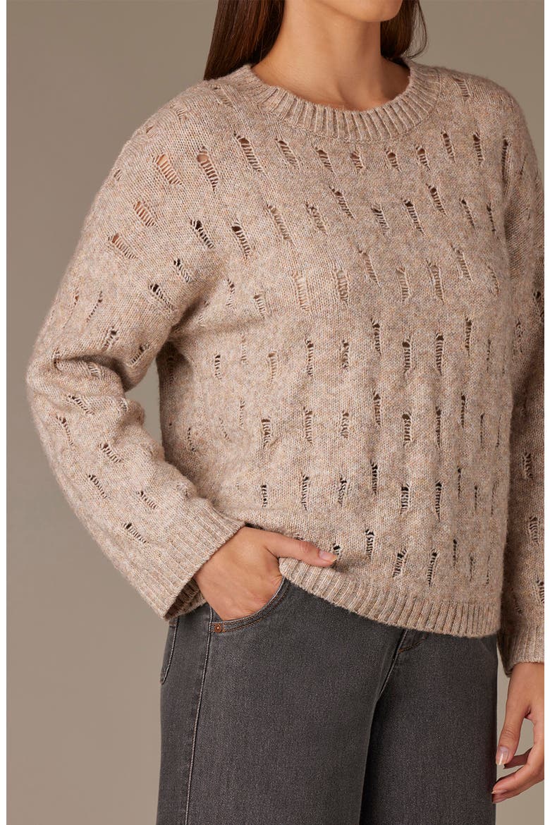 Open Stitch Pullover Sweater, Alternate, color, HEATHER MOCHA