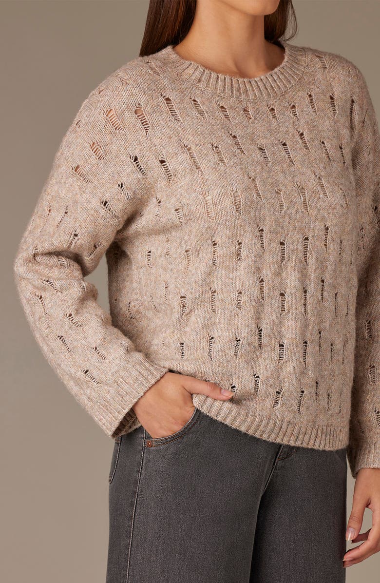 Wit & Wisdom Open Stitch Pullover Sweater, Alternate, color, Heather Mocha