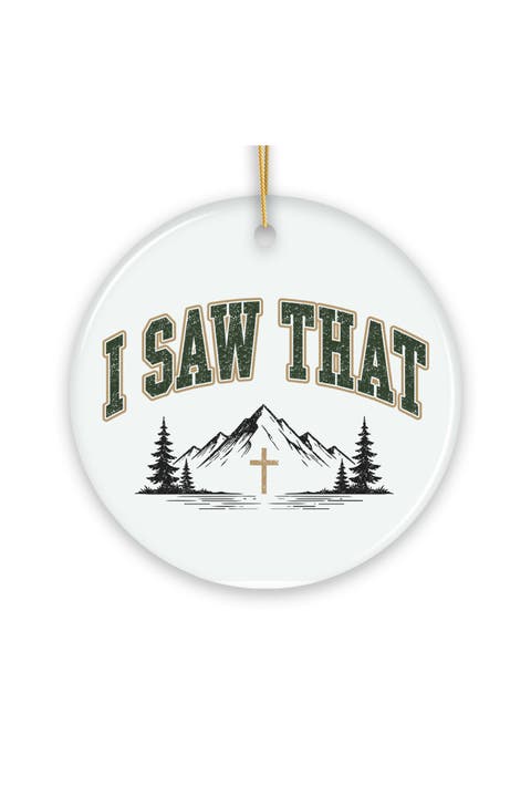 I Saw That Mountain Cross Ceramic Ornament - Version 1