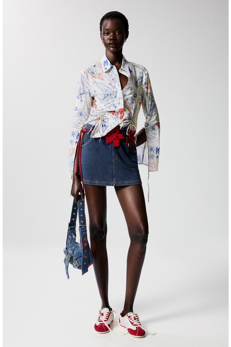 Nonstretch Denim Miniskirt, Alternate, color, BLUE