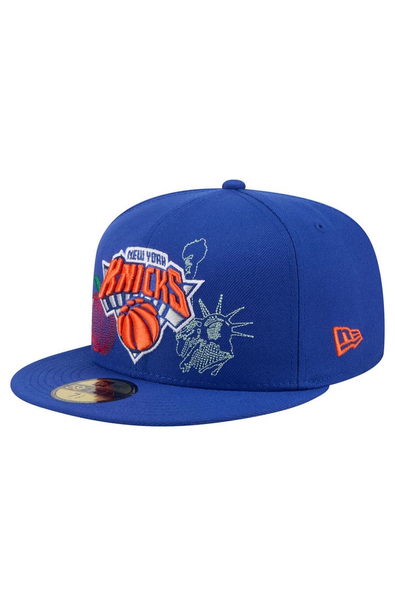 New Era Men's New Era Blue New York Knicks State Stitch 59FIFTY Fitted Hat, Alternate, color, 