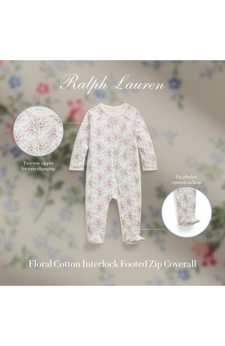 Ralph Lauren Floral Print Cotton Footie, Alternate, color, 