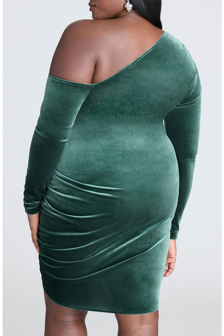 Shirred One-Shoulder Long Sleeve Minidress, Alternate, color, MOUNTAIN VIEW