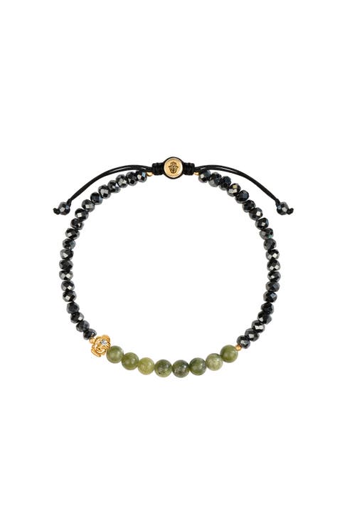 Jade Buddha Charm Hematite Beaded Adjustable Bracelet Enlightened Approach