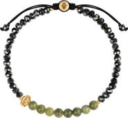 Karma and Luck Jade Buddha Charm Hematite Women's Beaded Adjustable Bracelet - Enlightened Approach