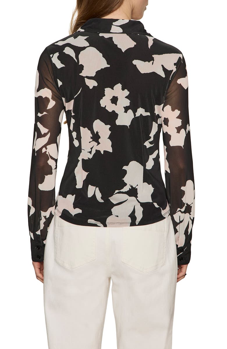 Sanctuary Mesh Button-Down Shirt, Alternate, color, Petal Whisper Black