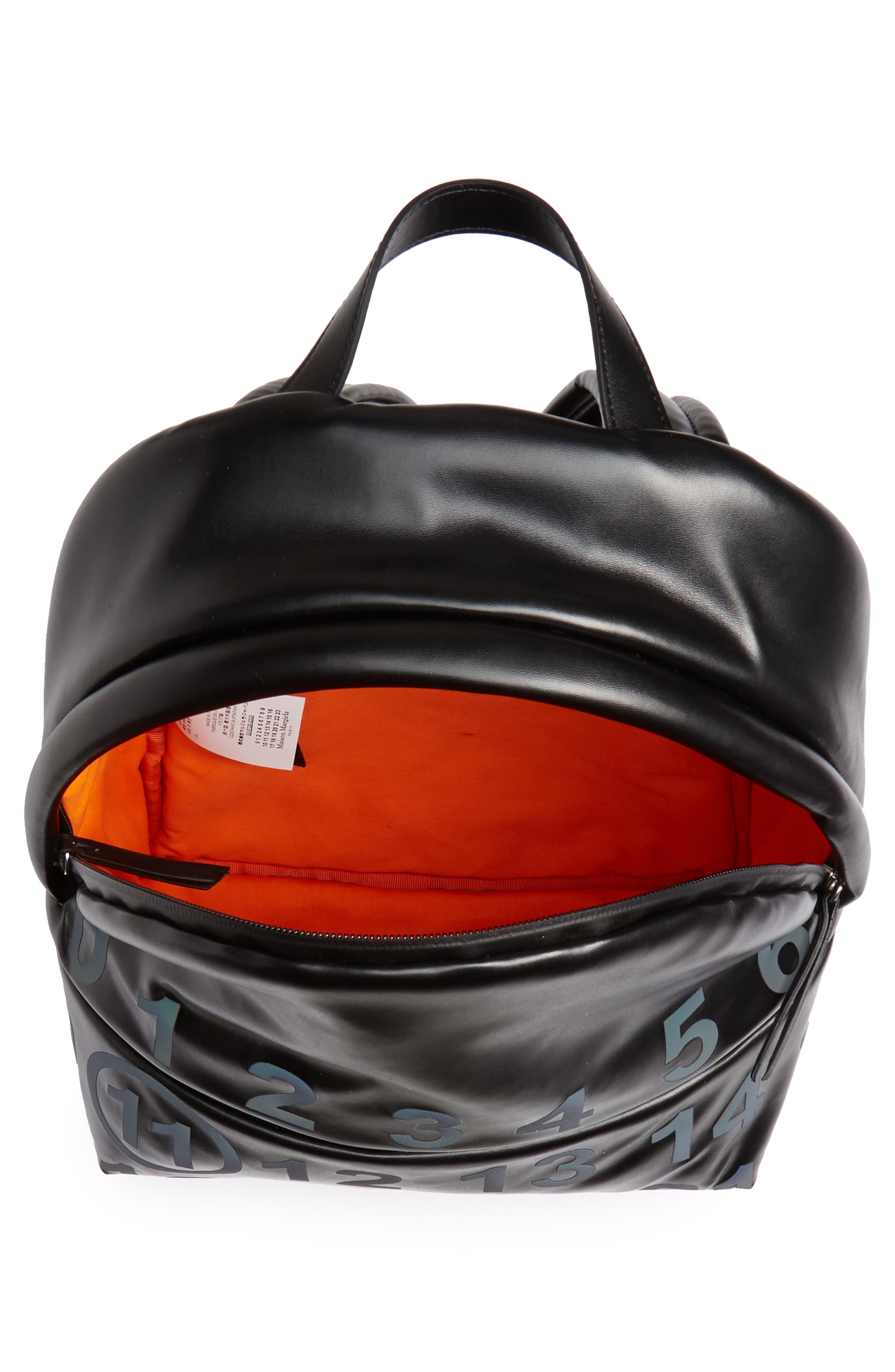Maison Margiela Medium Number Print Faux Leather Backpack, Alternate, color, 