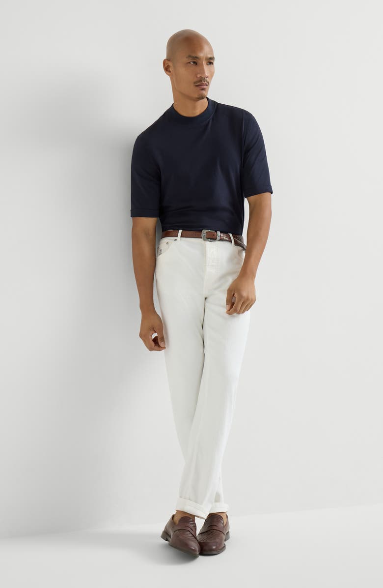 Brunello Cucinelli Lightweight denim trousers, Alternate, color, Snow