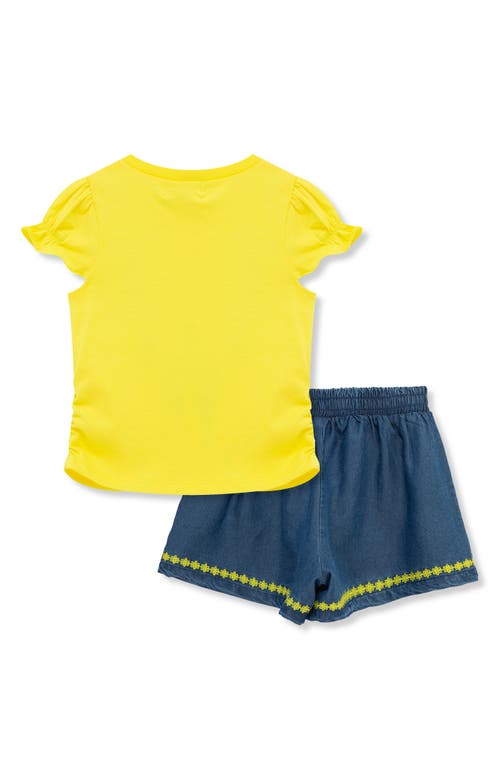 Peek Aren't You Curious Kids' Tulip Embroidered Graphic T-shirt & Denim Shorts Set In Multi