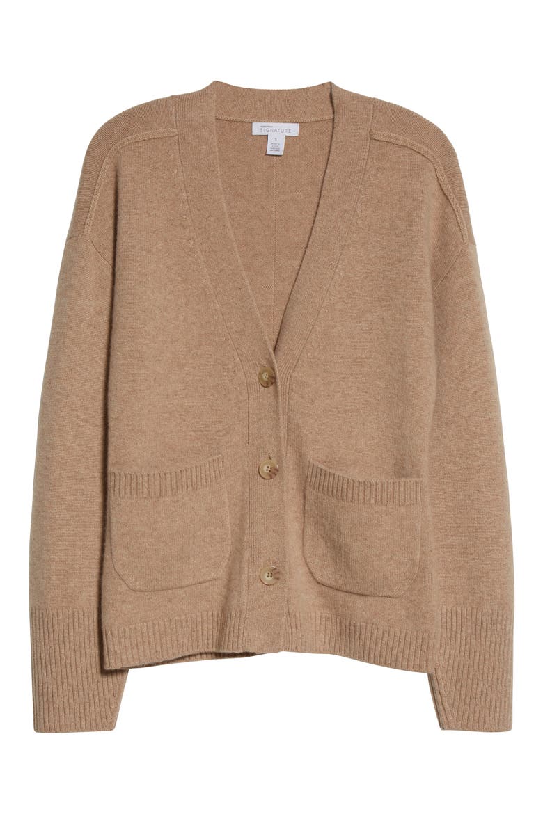 Cashmere Blend Cardigan, Alternate, color, TAN CAMEL DARK HEATHER
