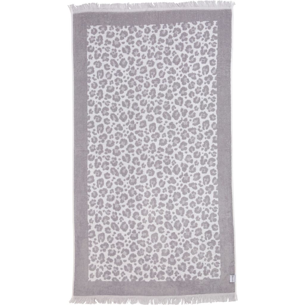 Infusezen Leopard Print Organic Cotton Full Terry Turkish Towel In Gray