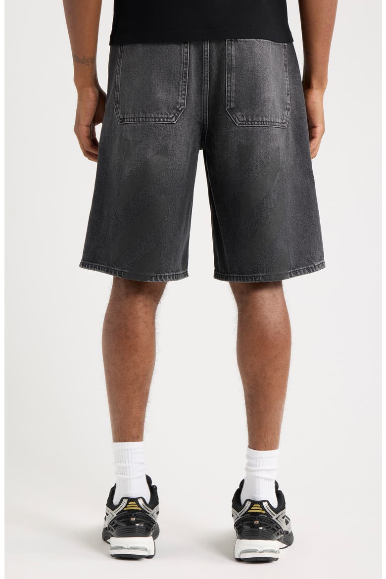 Diagonal Logo Denim Shorts, Alternate, color, PHANTOM BLACK
