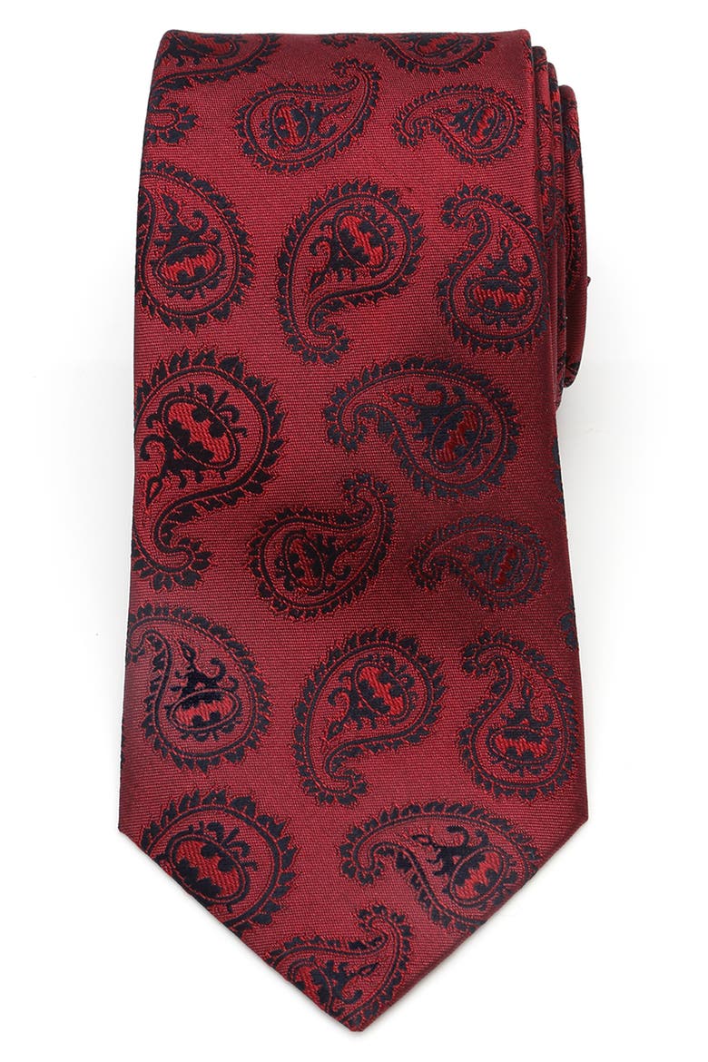 Batman Paisley Silk Tie, Alternate, color, RED