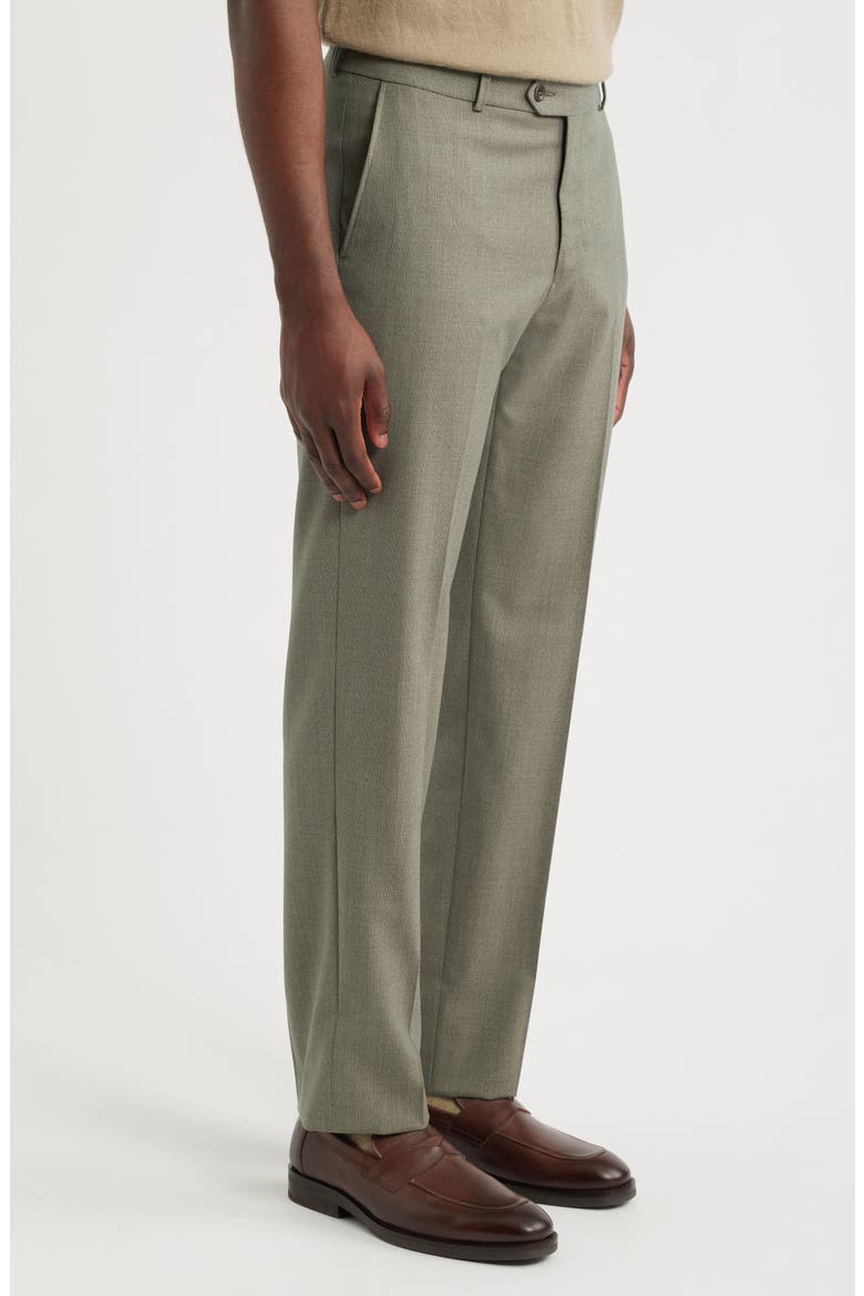 Lightweight Flat Front Mesh Weave Wool Dress Pants, Alternate, color, GREEN MIX