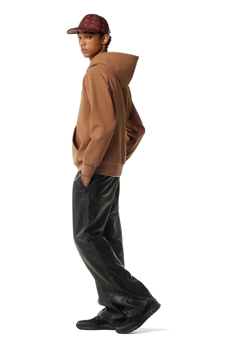 MCM Essential Logo Patch Ponte Hoodie, Alternate, color, Cognac