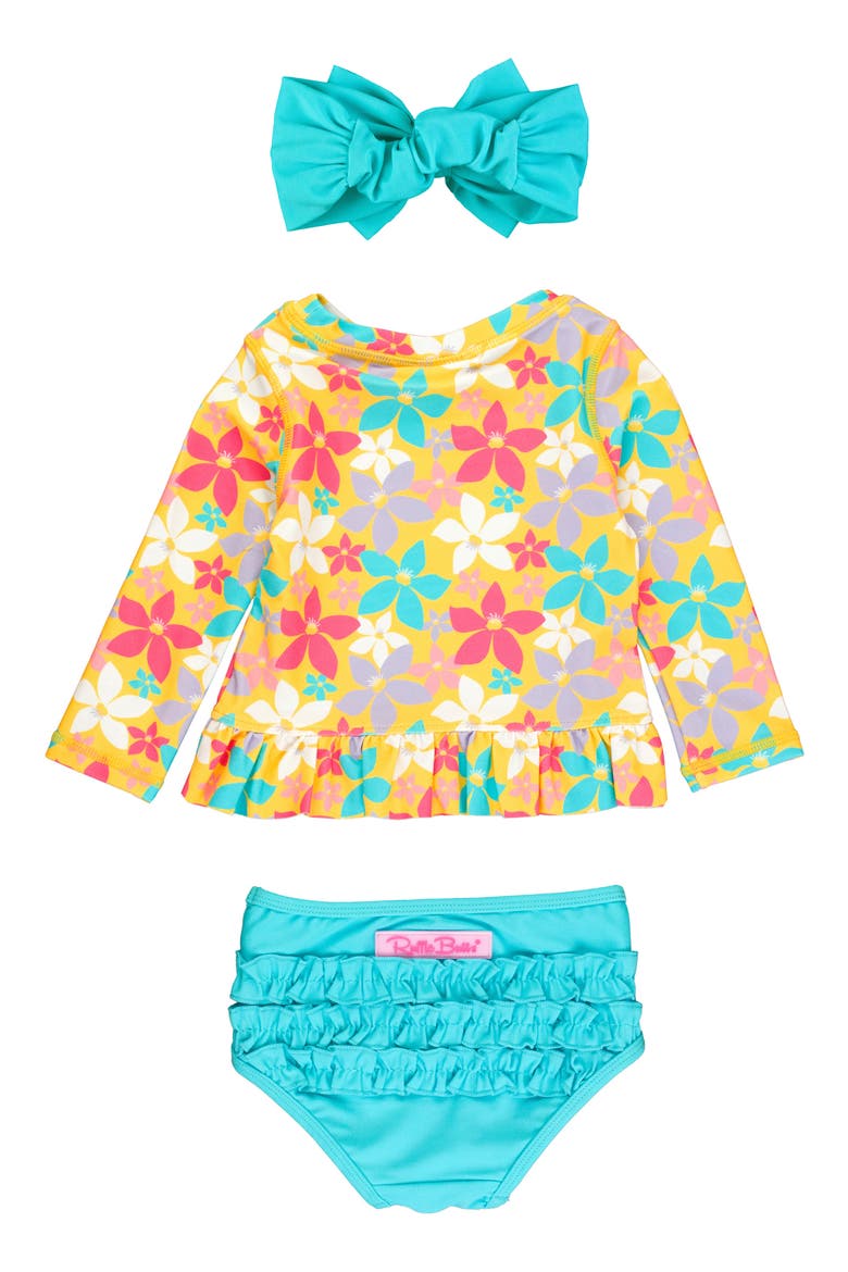 Endless Summer Two-Piece Rashguard Swimsuit & Headband Set, Alternate, color, YELLOW