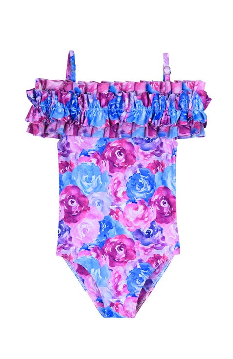 Kids' Watercolor Blooms One Piece Swimsuit
