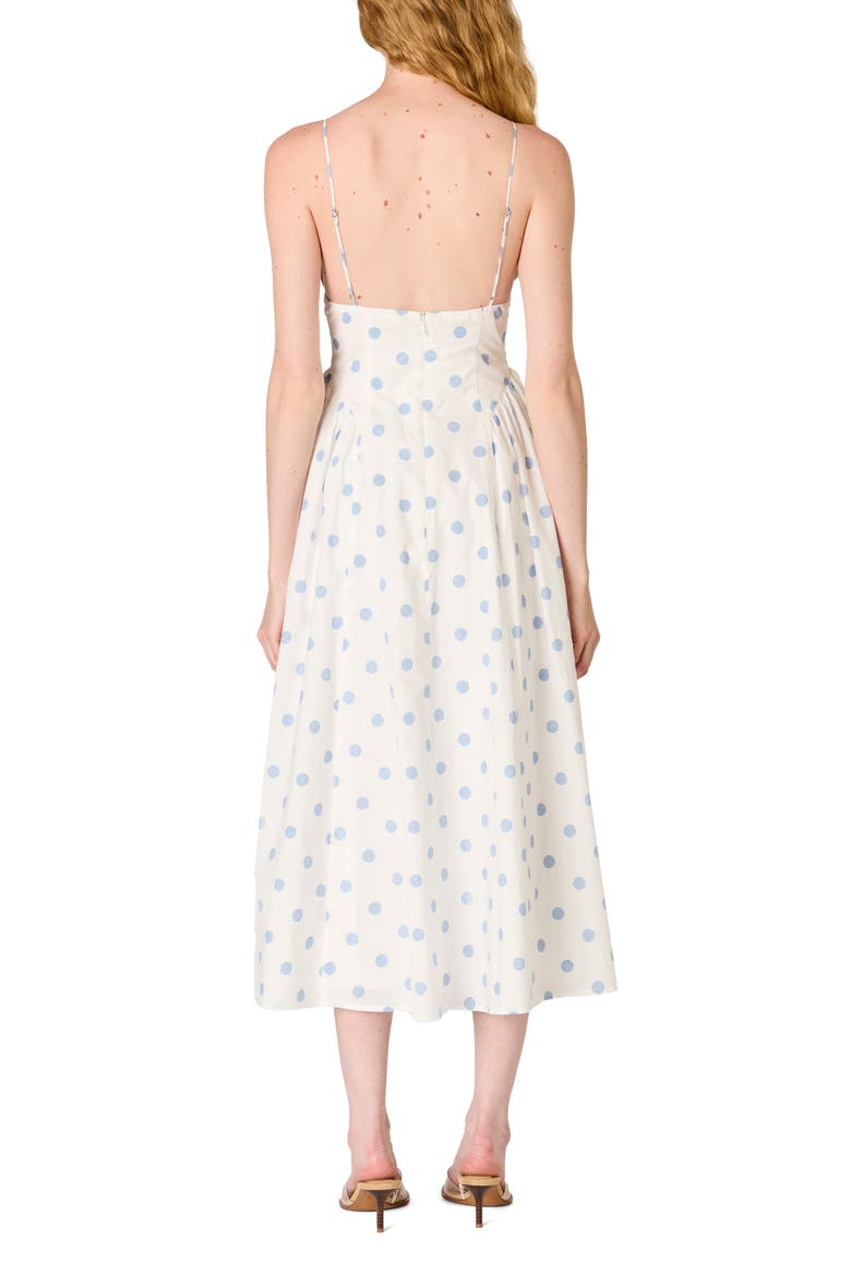 Sydney Polka Dot Sweetheart Neck Midi Dress, Alternate, color, SKY