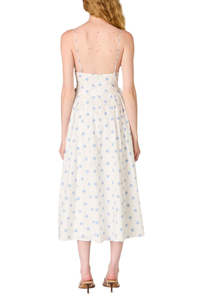 Nia Sydney Polka Dot Sweetheart Neck Midi Dress, Alternate, color, Sky