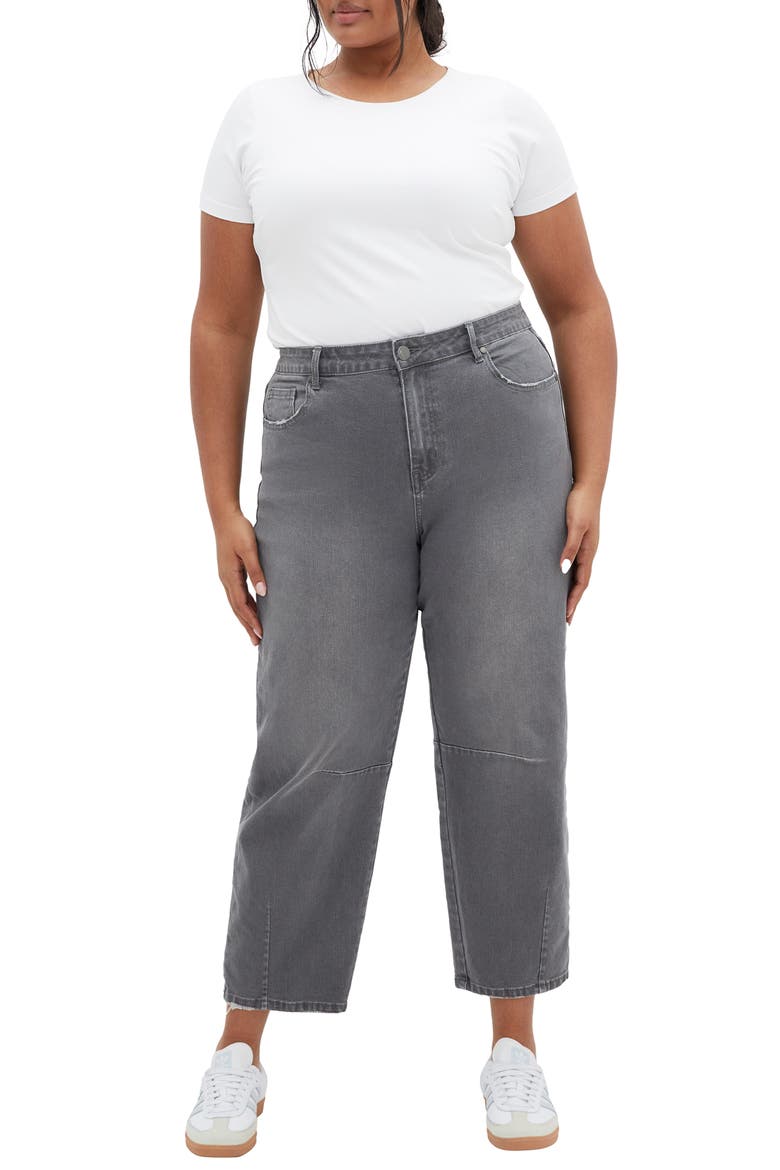 Lana High Waist Crop Straight Leg Jeans, Alternate, color, GREY WASH