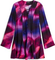 Desigual Print Lace Up Long Sleeve Minidress