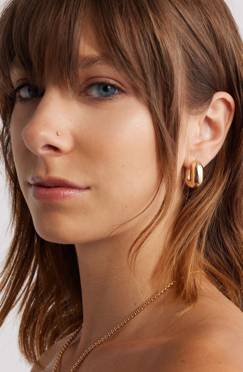 Open Edit Rounded Oval Hoop Earrings, Alternate, color, Gold