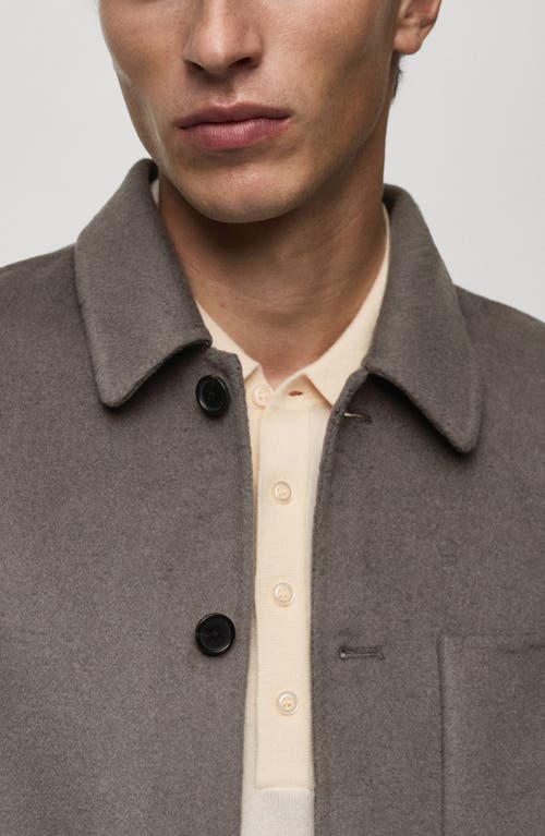 Mango Men's Wool-blend Overshirt In Medium Brown